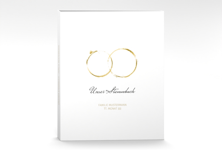 Stammbuch A4 Trauringe Stammbuch A4 gold minimalistisch gestaltet mit zwei Eheringen