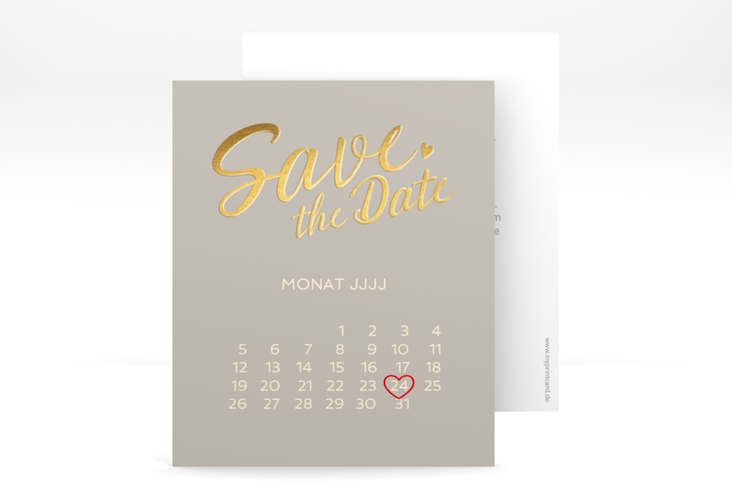Save the Date-Kalenderblatt Glam Kalenderblatt-Karte grau hochglanz