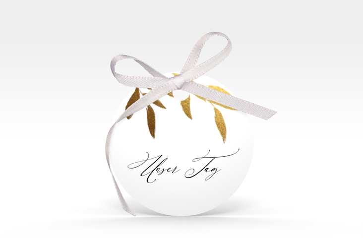 Geschenkanhänger Hochzeit Demure Geschenkanhänger, rund weiss hochglanz