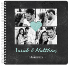 Klick: Details zu Gästebuch Hochzeit "Sparkly" anzeigen Gästebuch Hochzeit Sparkly Ringbindung tuerkis