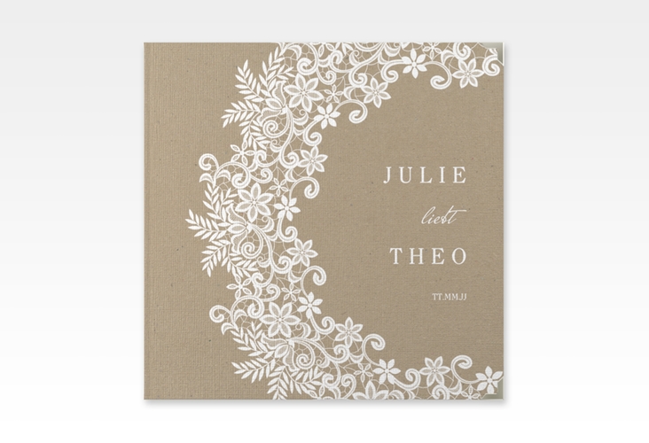 Gästebuch Selection Hochzeit Mariage Leinen-Hardcover mit Bogen aus weißer Spitze