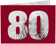 Einladung 80. Geburtstag Numbers A6 Klappkarte quer rot
