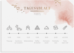 Tagesablauf Leinwand Hochzeit Pastell 70 x 50 cm Leinwand rosa
