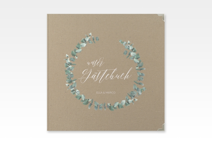 Gästebuch Selection Hochzeit Silverleaf Leinen-Hardcover Kraftpapier mit Eukalyptus-Zweig