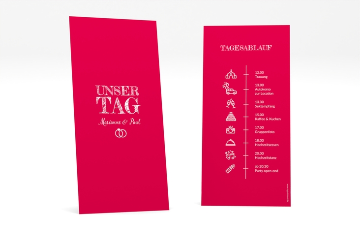 Tagesablauf Hochzeit Rise lange Karte hoch pink