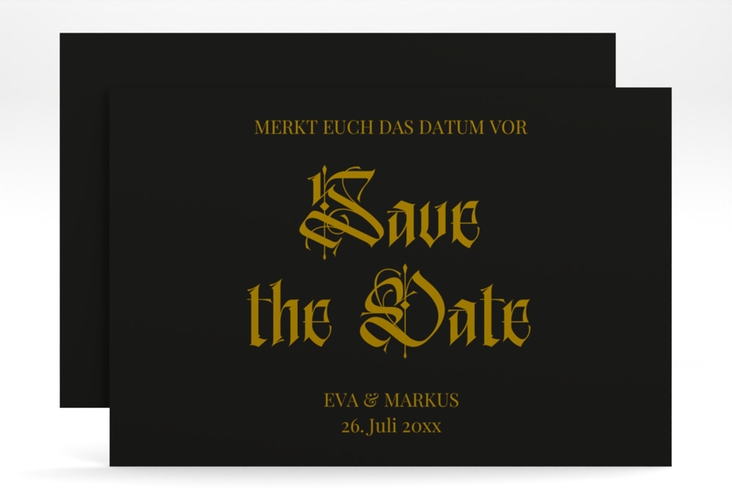 Save the Date-Karte Wednesday A6 Karte quer mit geometrischem Herz und Rosen in Aquarell