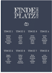 Klick: Details zu Sitzplan Leinwand Hochzeit "Rise" anzeigen Sitzplan Leinwand Hochzeit Rise 50 x 70 cm Leinwand blau