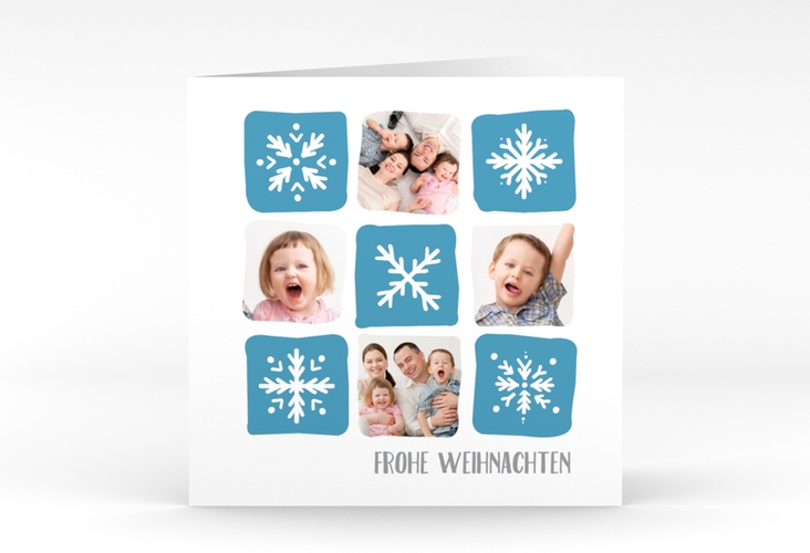 Weihnachtskarte Snowflakes quadr. Klappkarte hochglanz