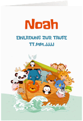 Einladungskarte Taufe Arche A6 Klappkarte hoch weiss