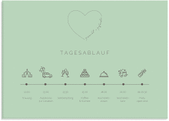 Klick: Details zu Tagesablauf Leinwand Hochzeit "Lebenstraum" anzeigen Tagesablauf Leinwand Hochzeit Lebenstraum 70 x 50 cm Leinwand mint
