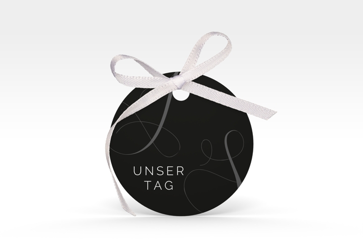 Geschenkanhänger Hochzeit Eheschließung Geschenkanhänger, rund schwarz hochglanz