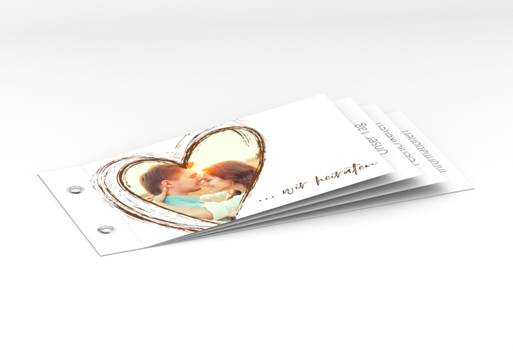 Hochzeitseinladung Liebe Booklet braun