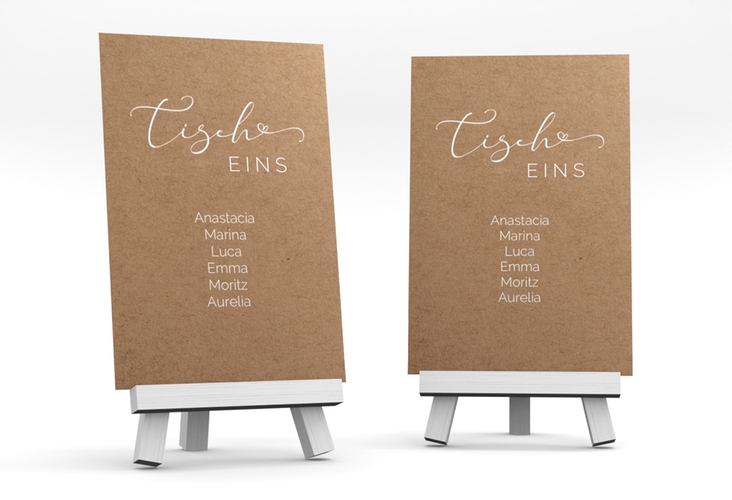 Tischaufsteller Hochzeit Jawort Tischaufsteller Kraftpapier modern minimalistisch mit veredelter Aufschrift