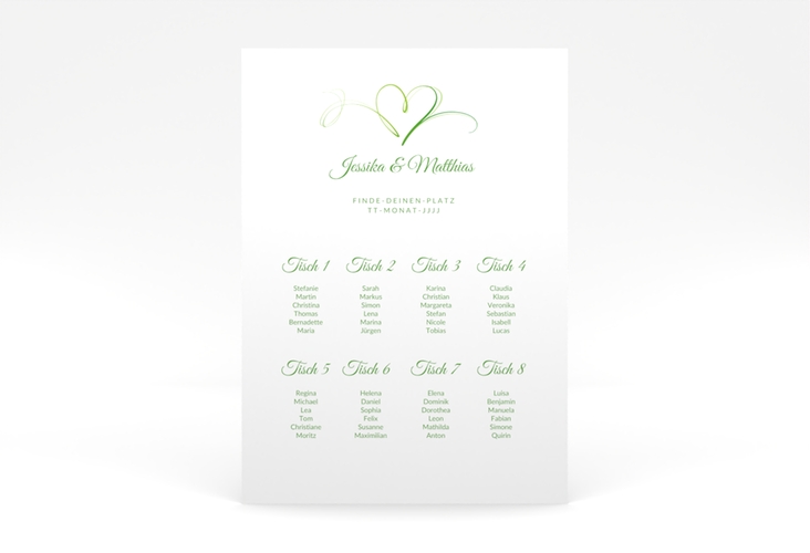 Sitzplan Poster Hochzeit Envie 50 x 70 cm Poster gruen