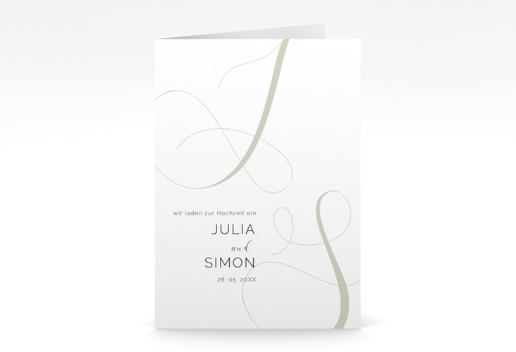 Hochzeitseinladung Eheschließung A6 Klappkarte hoch mit Gräsern und Trockenblumen für Boho-Hochzeit