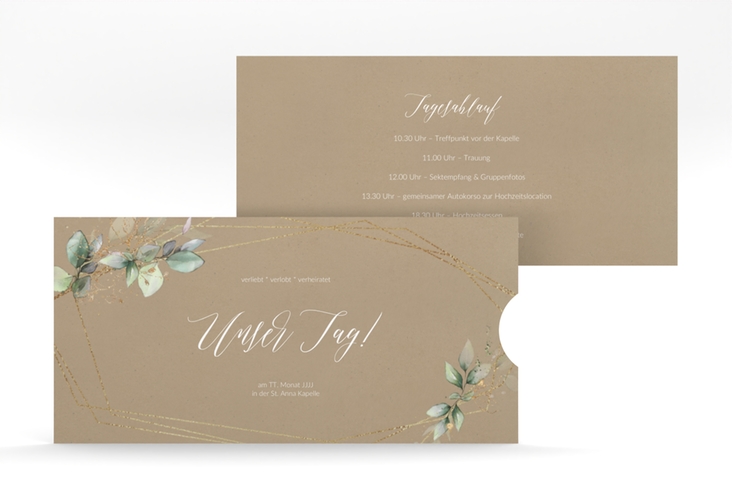Hochzeitseinladung Greenish Einsteckkarte Kraftpapier