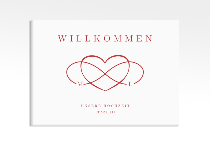 Willkommensschild Leinwand Infinity 70 x 50 cm Leinwand rot
