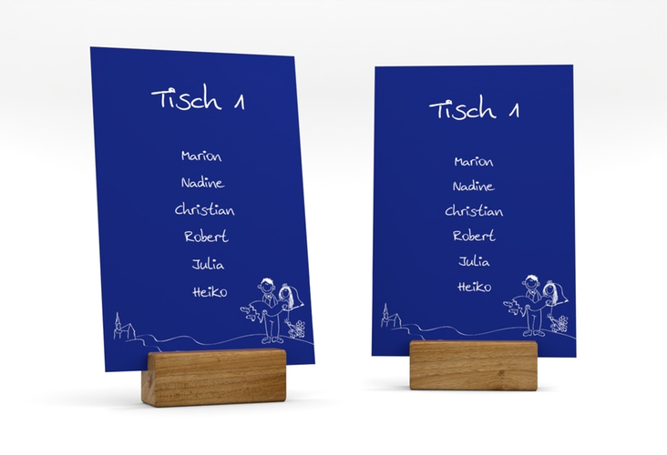 Tischaufsteller Hochzeit Pisa Tischaufsteller blau hochglanz