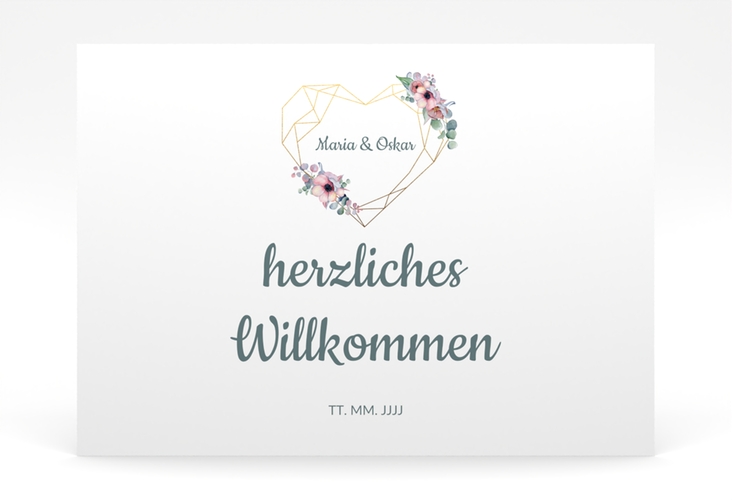 Willkommensschild Poster Herzgold 70 x 50 cm Poster