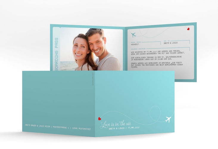 Hochzeitseinladung Weddingpass A6 Klappkarte quer