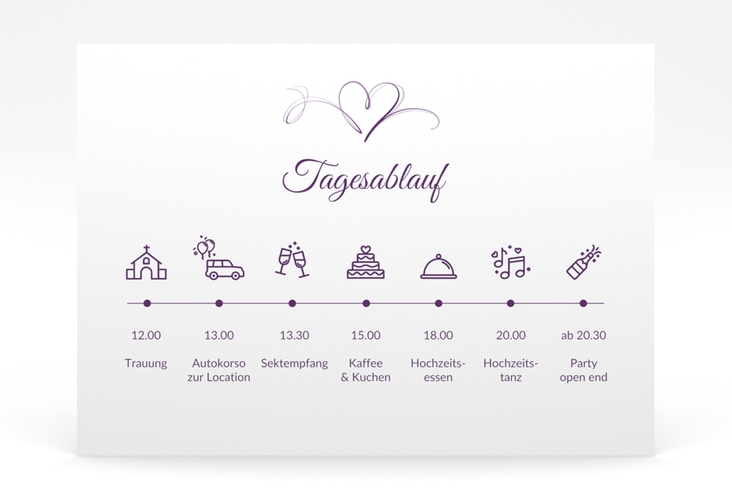 Tagesablauf Poster Hochzeit Envie 70 x 50 cm Poster