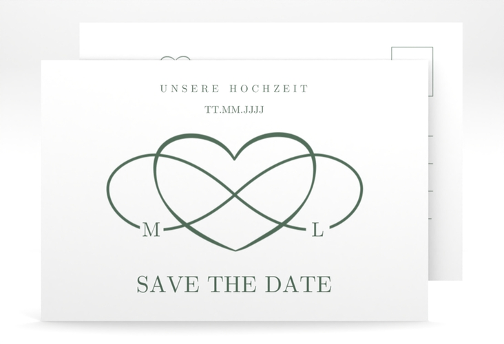 Save the Date-Postkarte Infinity A6 Postkarte gruen