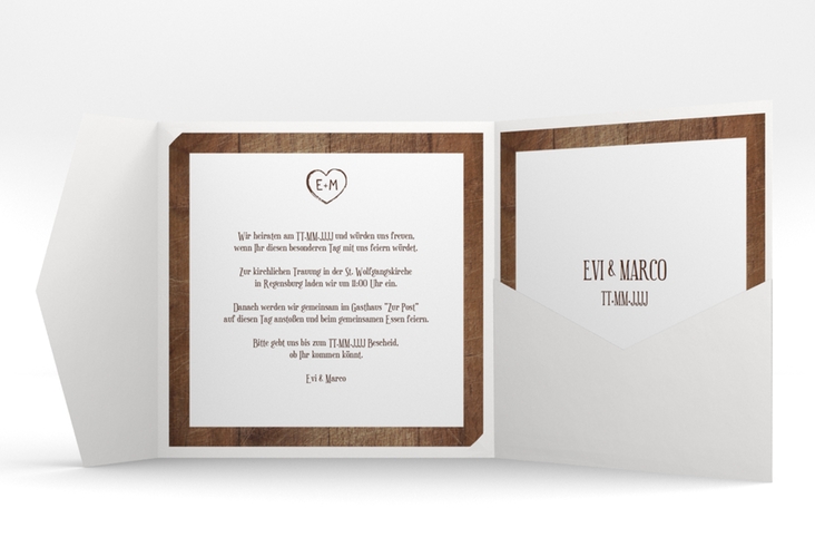 Hochzeitseinladung Wood Pocketfold