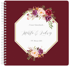 Klick: Details zu Gästebuch Hochzeit "Prachtvoll" anzeigen Gästebuch Hochzeit Prachtvoll Ringbindung rot