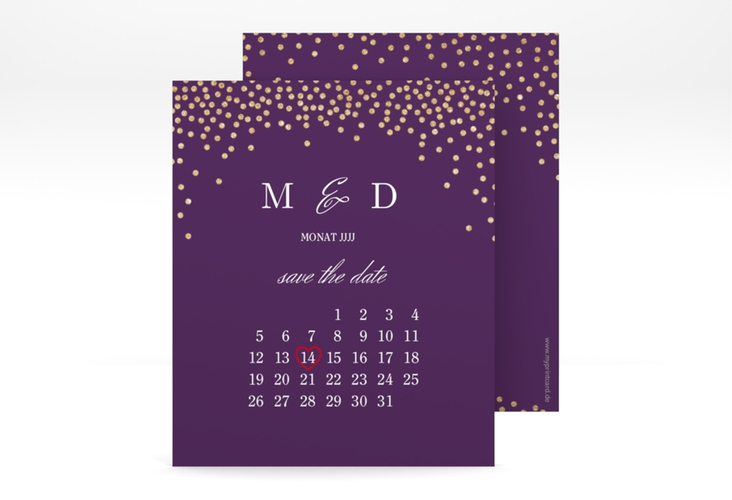 Save the Date-Kalenderblatt Glitter Kalenderblatt-Karte lila