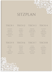 Klick: Details zu Sitzplan Leinwand Hochzeit "Vintage" anzeigen Sitzplan Leinwand Hochzeit Vintage 50 x 70 cm Leinwand beige mit floraler Spitze