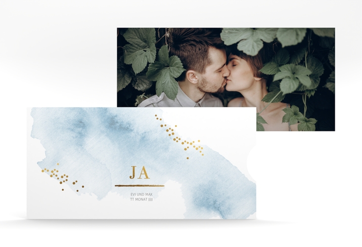 Hochzeitseinladung Pastell Einsteckkarte blau