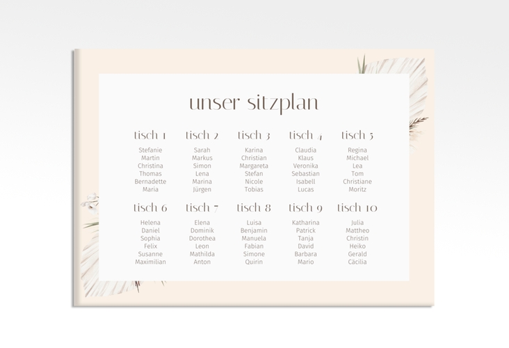 Sitzplan Leinwand Hochzeit Bohemian 70 x 50 cm Leinwand