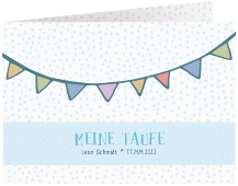 Taufeinladung Friendly A6 Klappkarte quer blau