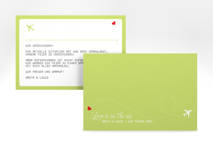 Change the Date-Karte Weddingpass A6 Karte quer gruen