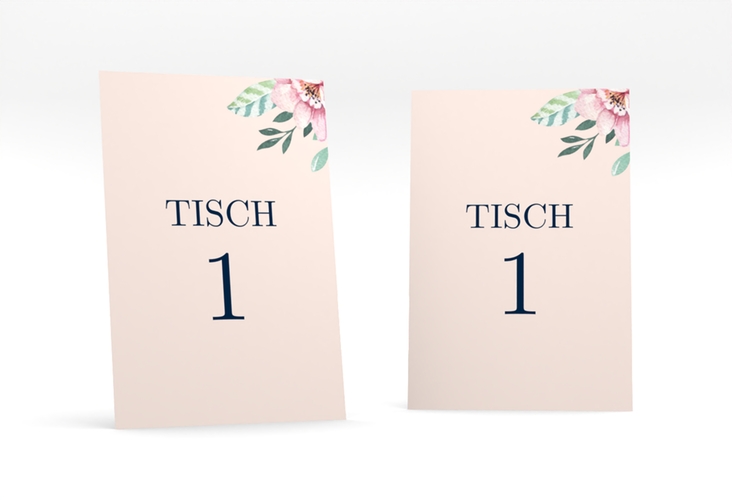 Tischnummer Hochzeit Blooming Tischaufsteller rosa