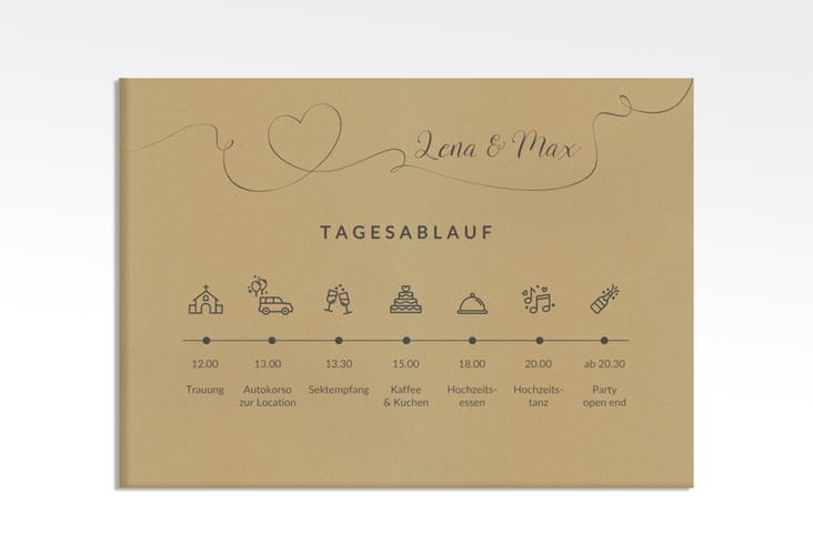 Tagesablauf Leinwand Hochzeit Herzensbund 70 x 50 cm Leinwand