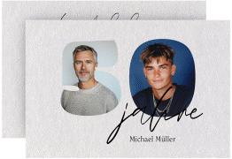 Einladung 50. Geburtstag Jahrzehnte A6 Karte quer weiss