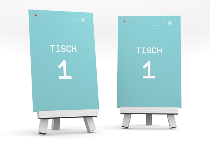 Tischnummer Hochzeit Weddingpass Tischaufsteller blau