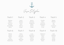 Klick: Details zu Sitzplan Poster Hochzeit "Ankerliebe" anzeigen Sitzplan Poster Hochzeit Ankerliebe 70 x 50 cm Poster weiss im minimalistischen maritimen Design mit Anker