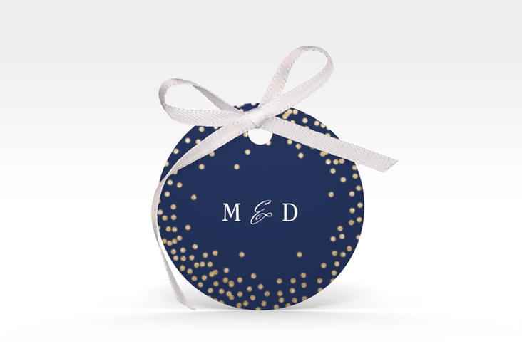 Geschenkanhänger Hochzeit Glitter Geschenkanhänger, rund blau