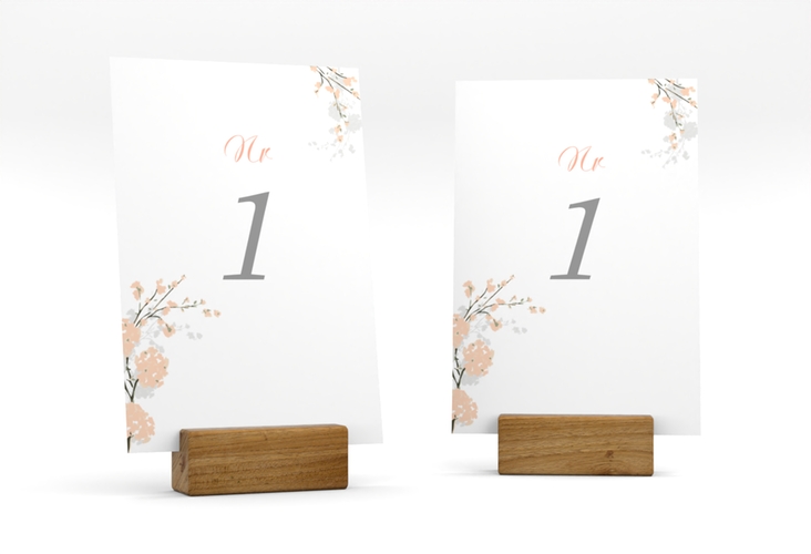 Tischnummer Hochzeit Salerno Tischaufsteller apricot