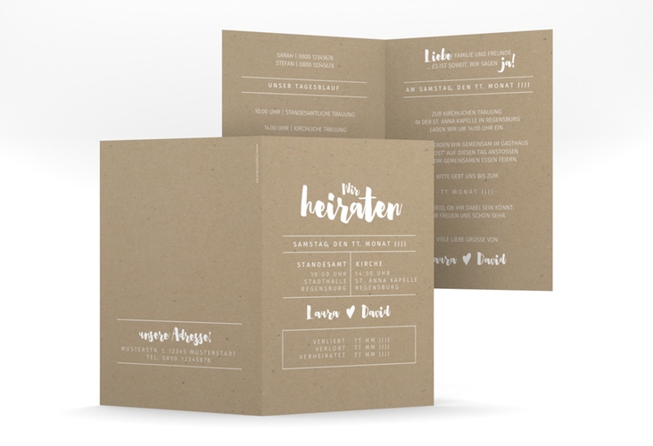 Einladungskarte Hochzeit Letterbox A6 Klappkarte hoch