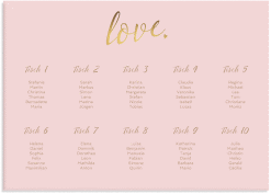 Klick: Details zu Sitzplan Leinwand Hochzeit "Glam" anzeigen Sitzplan Leinwand Hochzeit Glam 70 x 50 cm Leinwand rosa