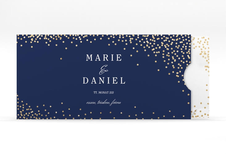 Hochzeitseinladung Glitter Einsteckkarte blau hochglanz