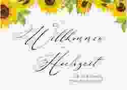 Willkommensschild Poster "Sonnenblume" 70 x 50 cm Poster weiss mit Blüten in Gelb
