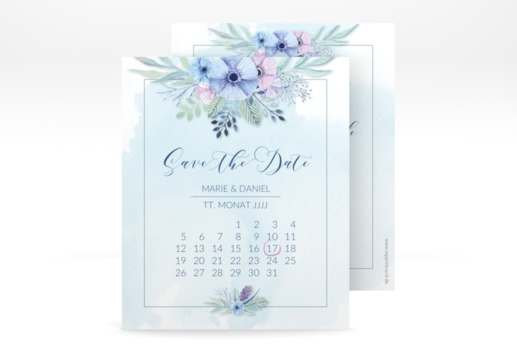 Save the Date-Kalenderblatt Surfinia Kalenderblatt-Karte blau hochglanz