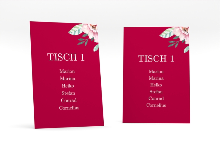 Tischaufsteller Hochzeit "Blooming" Tischaufsteller rot