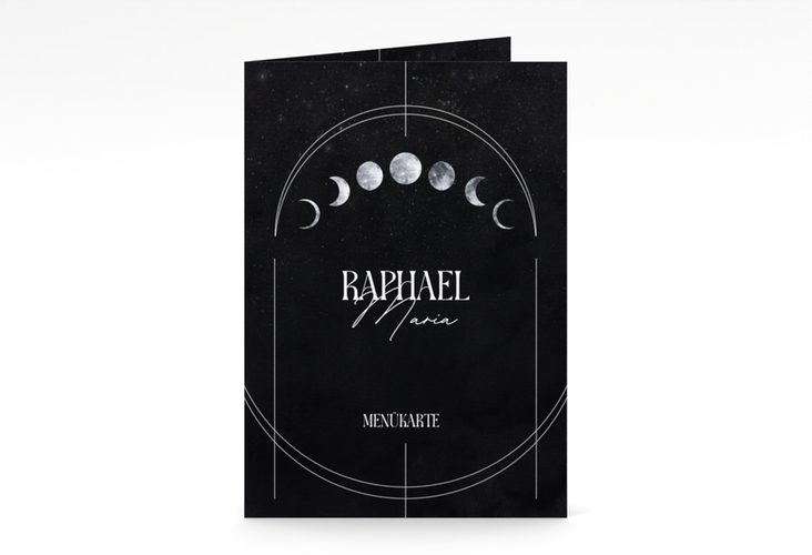 Menükarte Hochzeit Mondphase A5 Klappkarte hoch