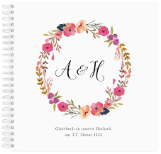 Klick: Details zu Gästebuch Hochzeit "Fiore" anzeigen Gästebuch Hochzeit Fiore Ringbindung weiss