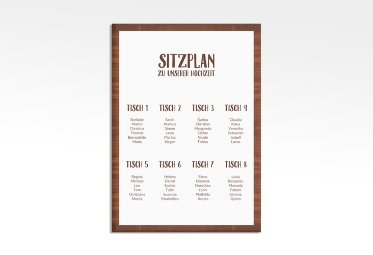 Sitzplan Leinwand Hochzeit Landliebe 50 x 70 cm Leinwand braun